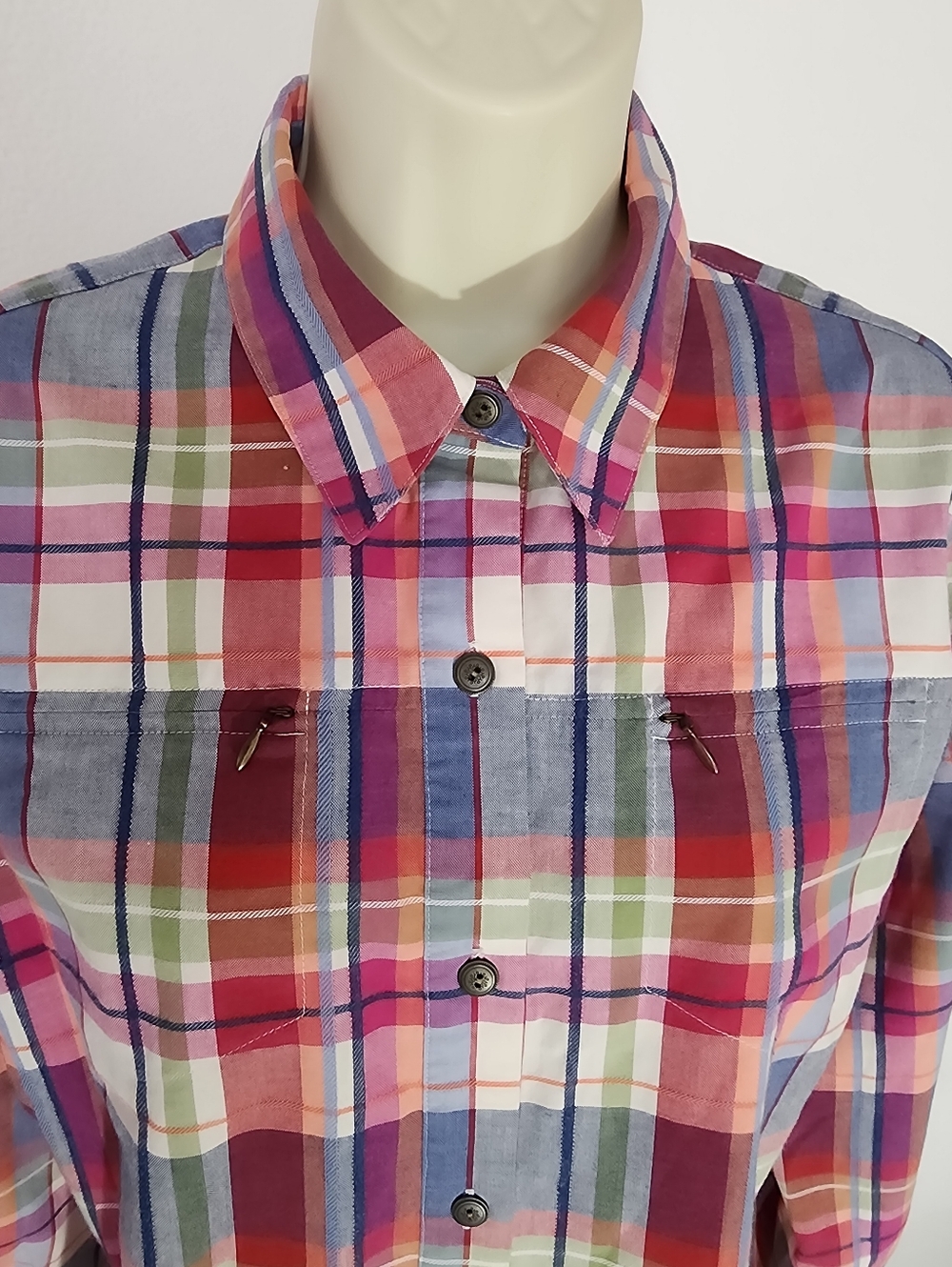 Alfred Dunner Shirt Plaid Cotton Blend Button Up Red Size 10 - Picture 14 of 15
